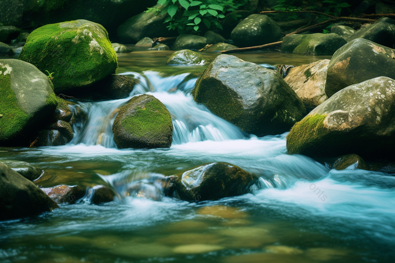 清新自然水池森林小溪流水河水流动,高清,摄影图,摄影图片,图片大全,摄影图免费下载